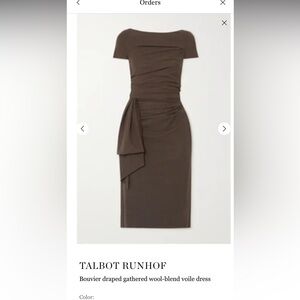 Talbot Runhof Chocolate Brown Wool Dress